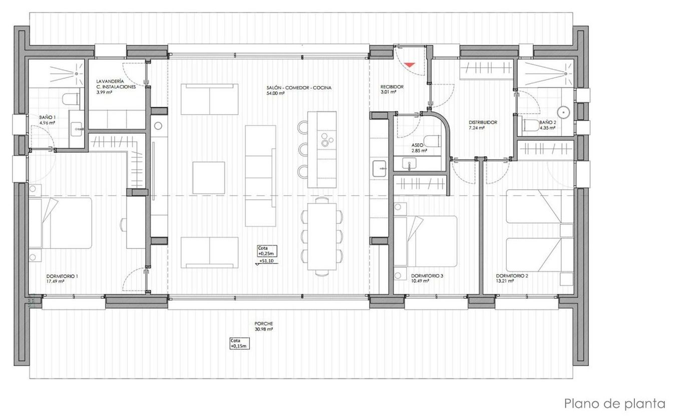 Plano de planta de la Vivienda 1