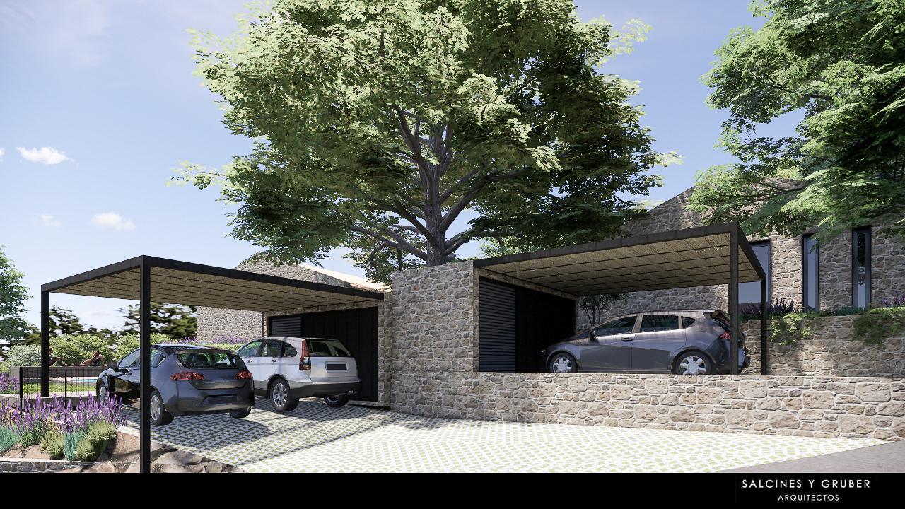 Aparcamiento cubierto bajo pérgola
